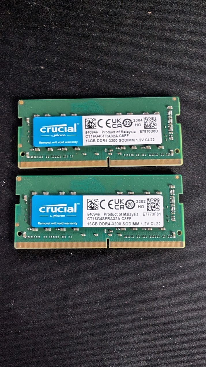 Crucial 32GB Kit 2x16GB DDR4-3200 SODIMM Laptop RAM CT16G4SFRA32A