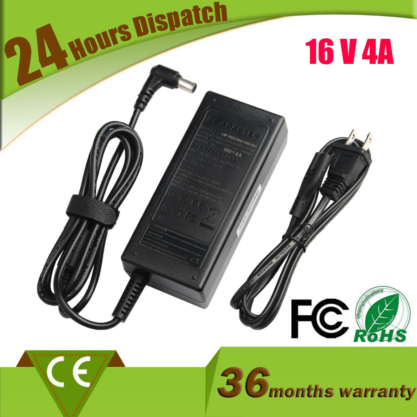 16V 4A Adapter for Sony Vaio VGP-16V8, PCGA-AC16V3, PCGA-AC16V4, PCGA-AC16V6