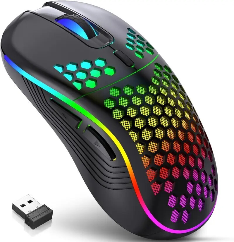 Wireless Gaming/Office Optical Sensor RGB Backlight mouse honeycomb Rechargeable