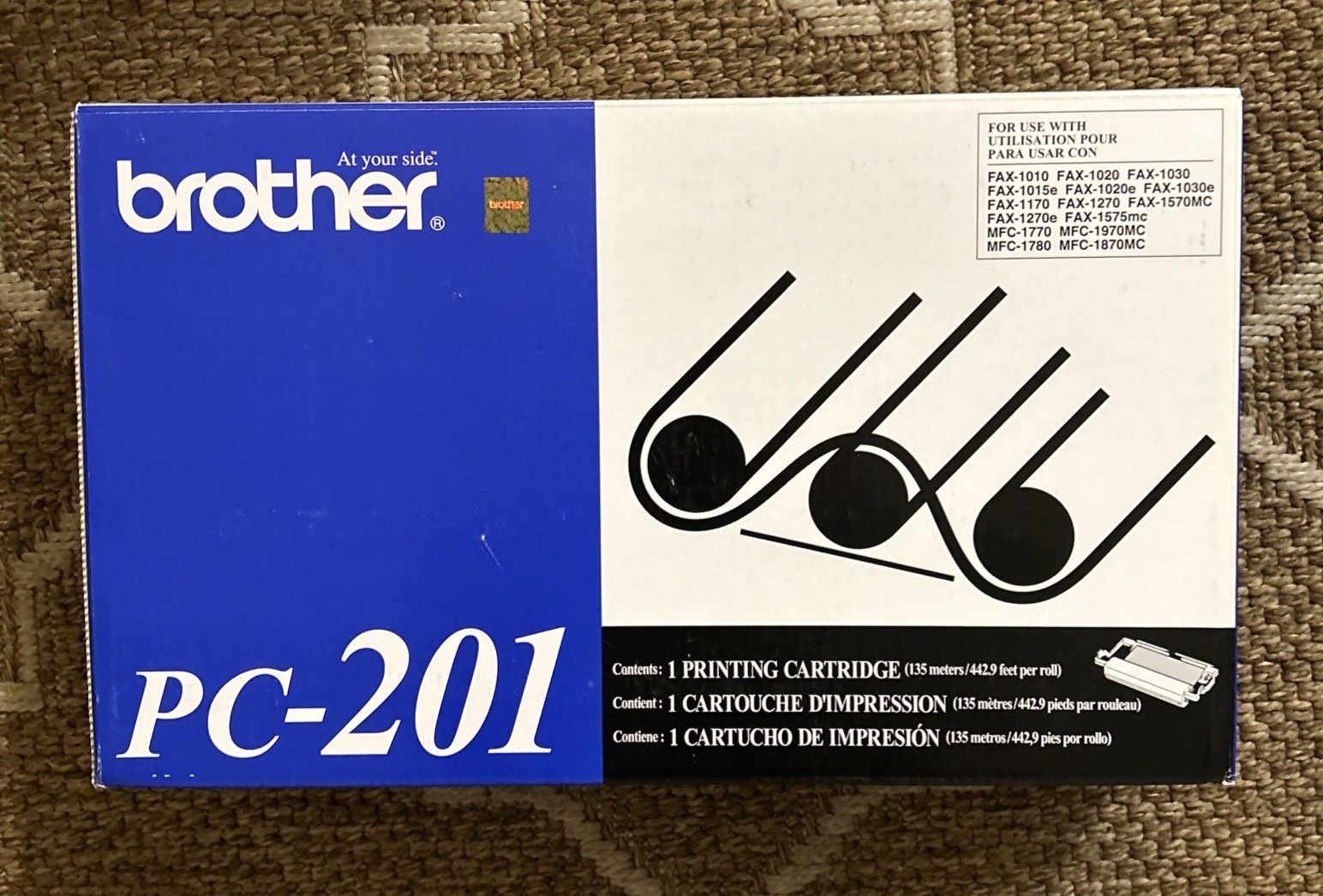 Genuine Brother PC-201 Print Cartridge Black New In Open Box