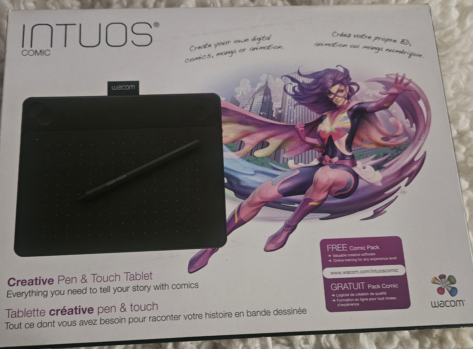 Wacom Intuos Comic Pen & Touch Tablet CTH-490 Creative Digital Drawing Pad New