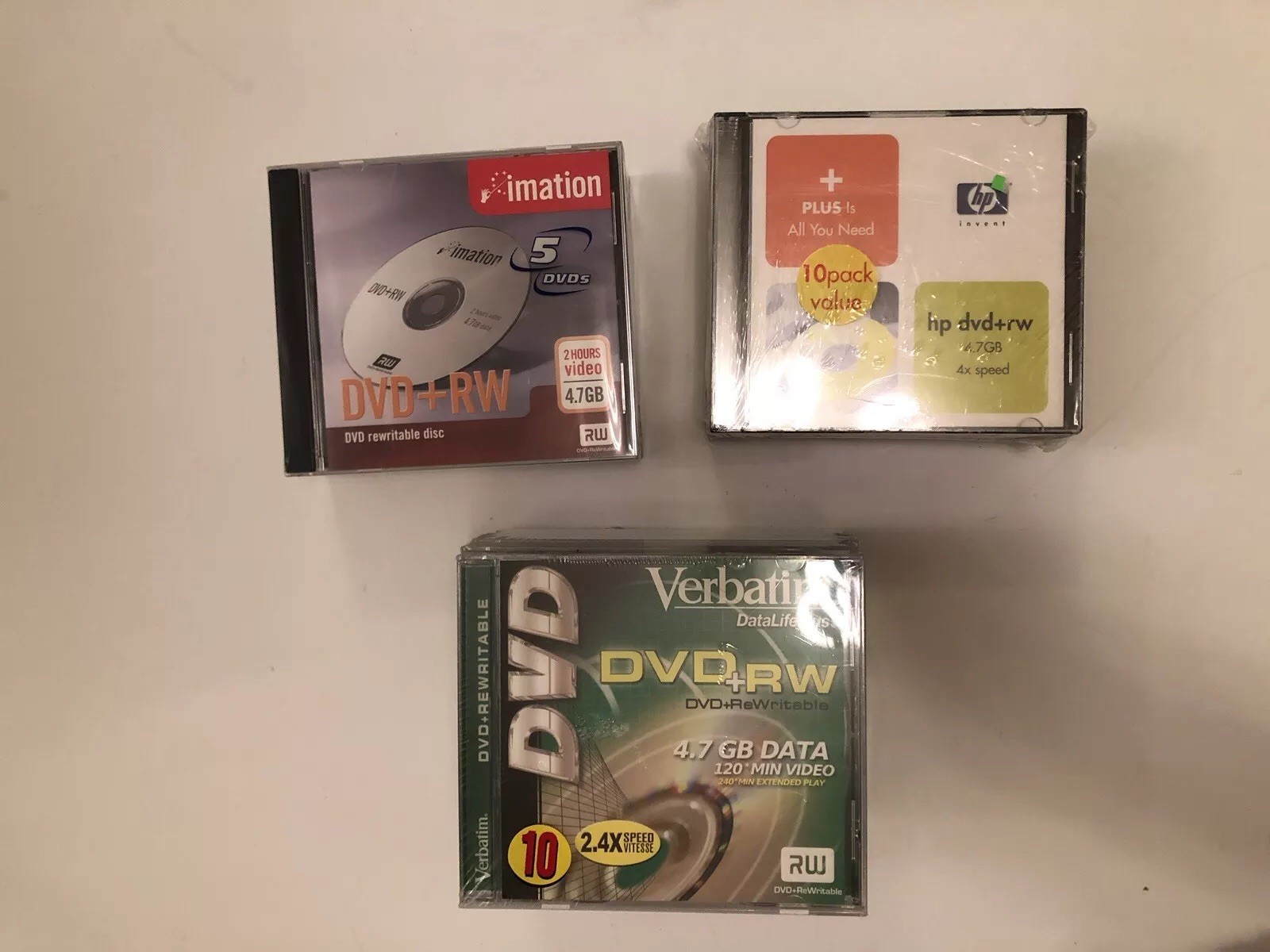 NEW 25 Pack Verbatim HP Imation DATALIFEPLUS DVD+RW 4.7GB Rewritable Discs