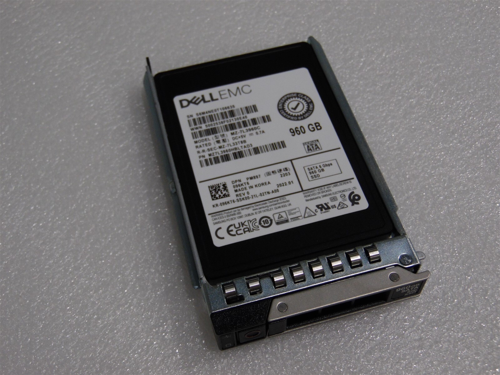 960GB 6G DELL SSD SATA 2.5" HDD R740 R750 R760 SERVER 96KT6 MZ-7L3960C
