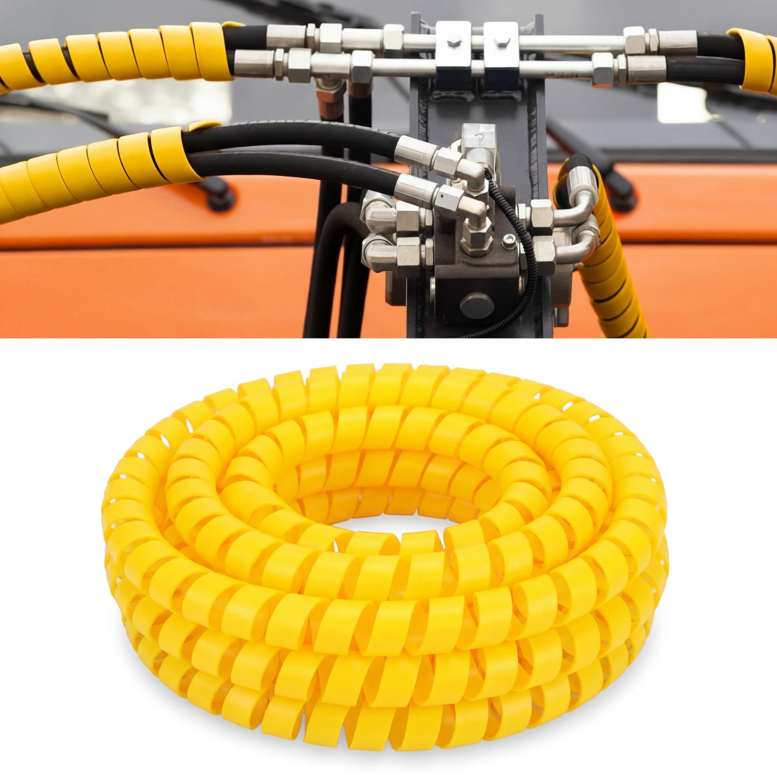 12Ft Hydraulic Hose Protector 1 Inch Spiral Hose Wrap Cover Yellow