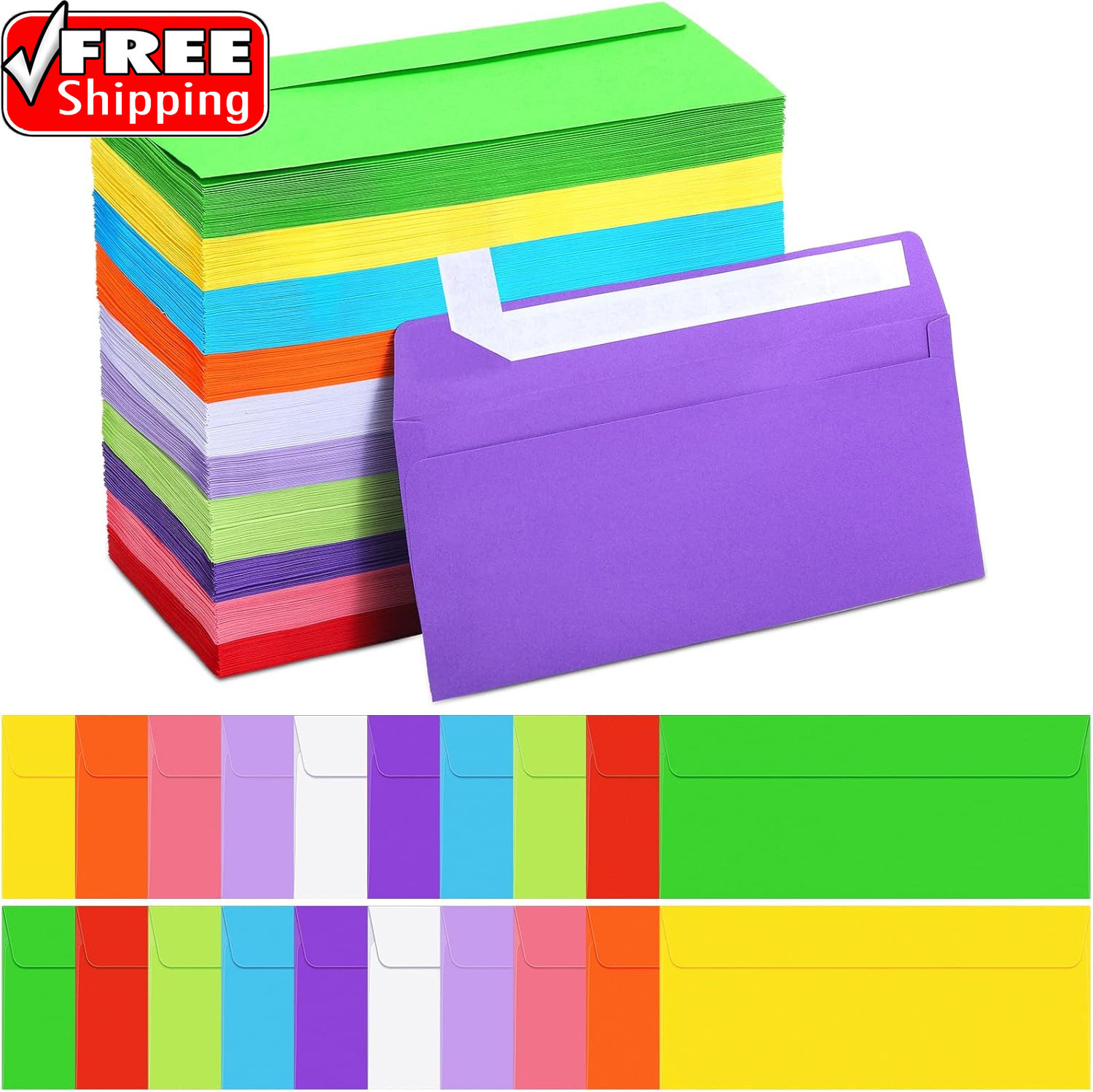 500 Pcs #10 Colored Envelopes Business Envelopes Adhesive Security Letter Size f