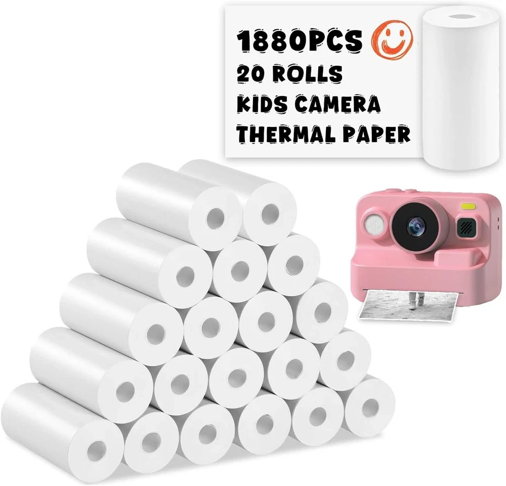 1880Pcs Mini Camera Printer Thermal Paper 20 Rolls Instant Print Photo Paper