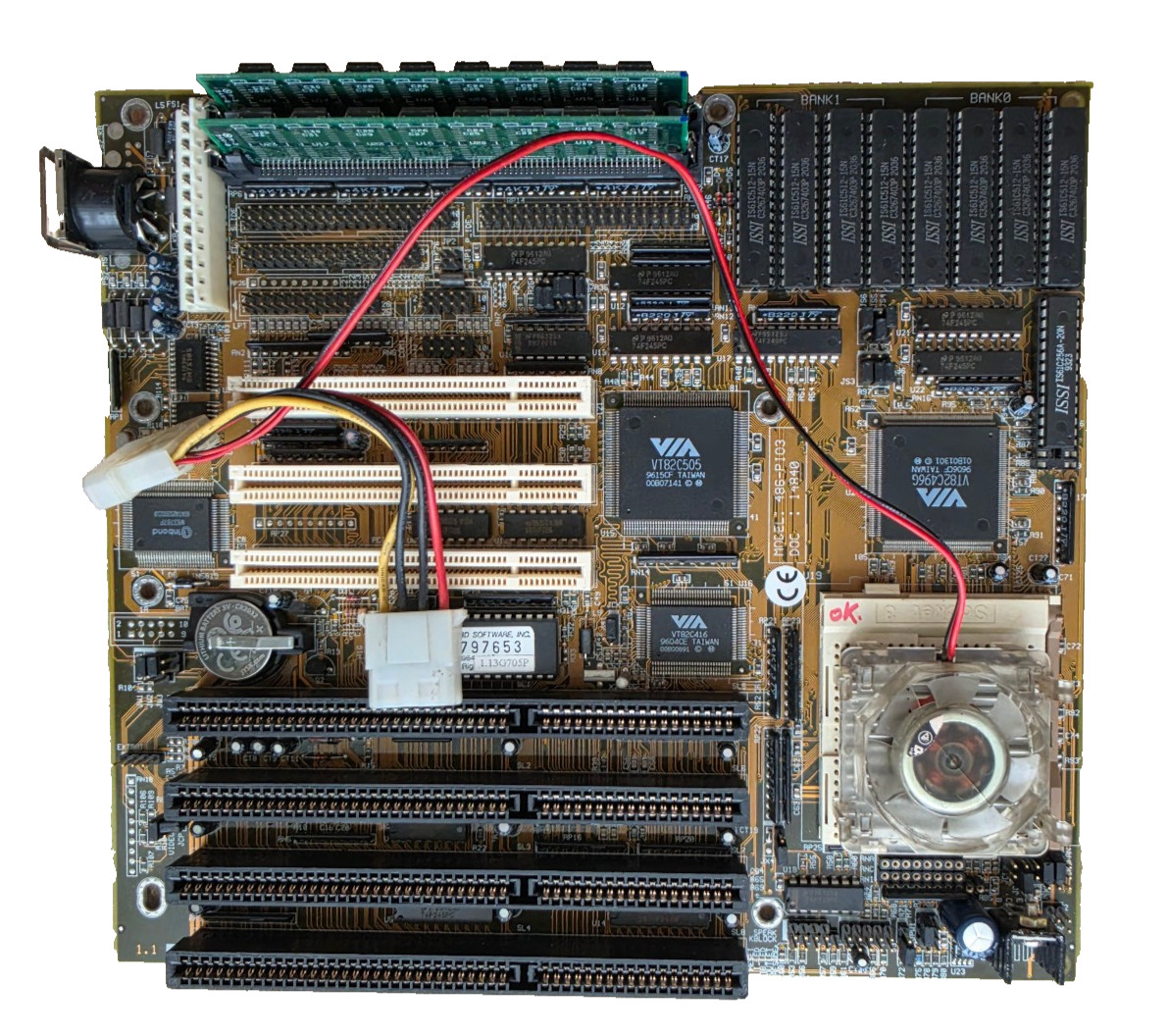 FIC 486-PIO3 Socket 3 Mb W/512Kb cache + AMD-5x86-133MHz cpu + 32Mb RAM -TESTED-