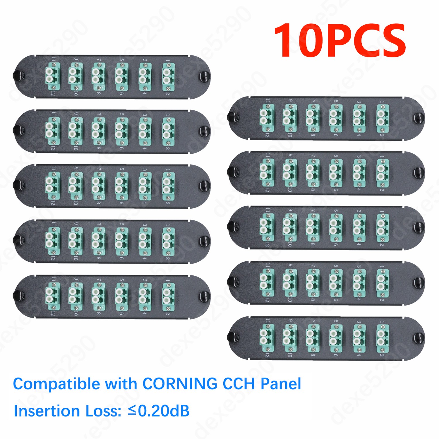 10Pcs Fiber Optic Adapter Panel 6 LC Duplex Aqua OM3 OM4 For CORNING CCH-CP12-E4