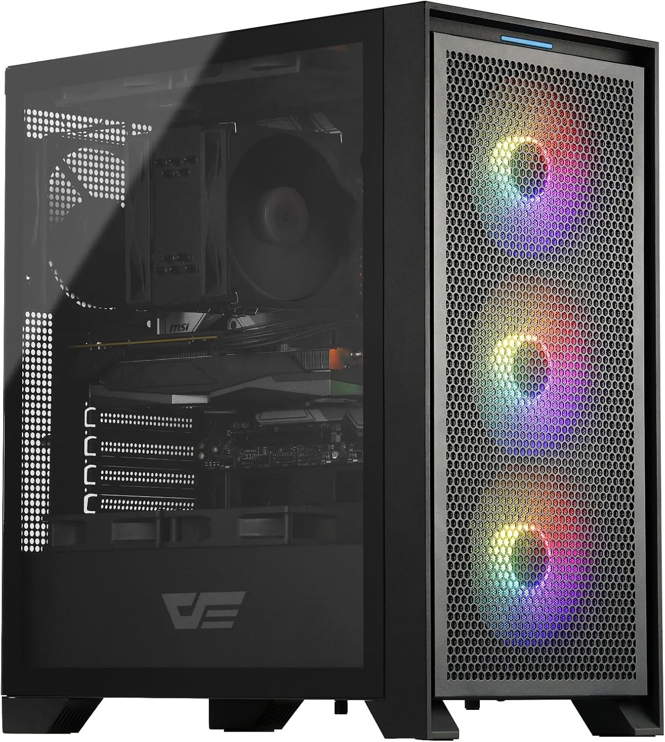 ATX Mid-Tower Gaming PC Case, Pre-Installed 3x120mm Fix RGB Fans, USB3.0 Ready