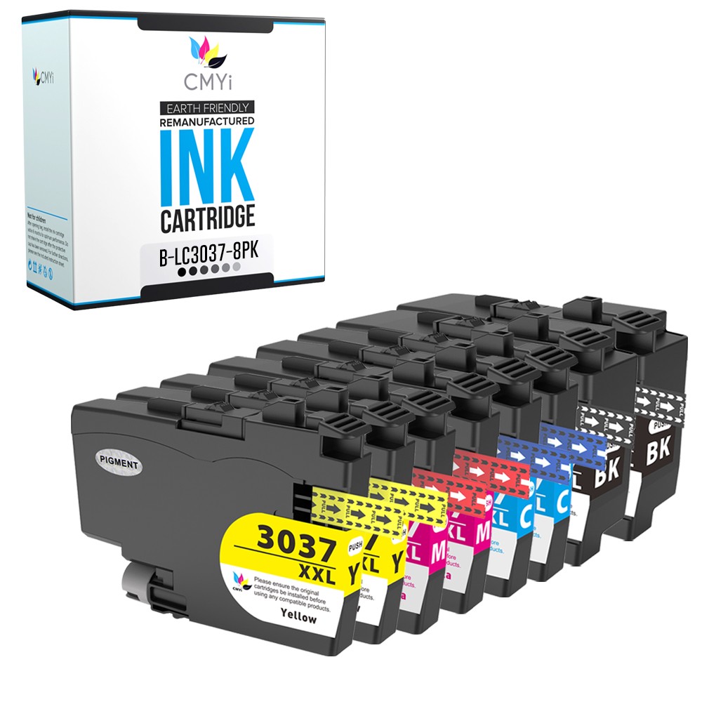 8-Pack Compatible CMYi LC3037 Ink Cartridges Combo fits Brother HL-J6000DW
