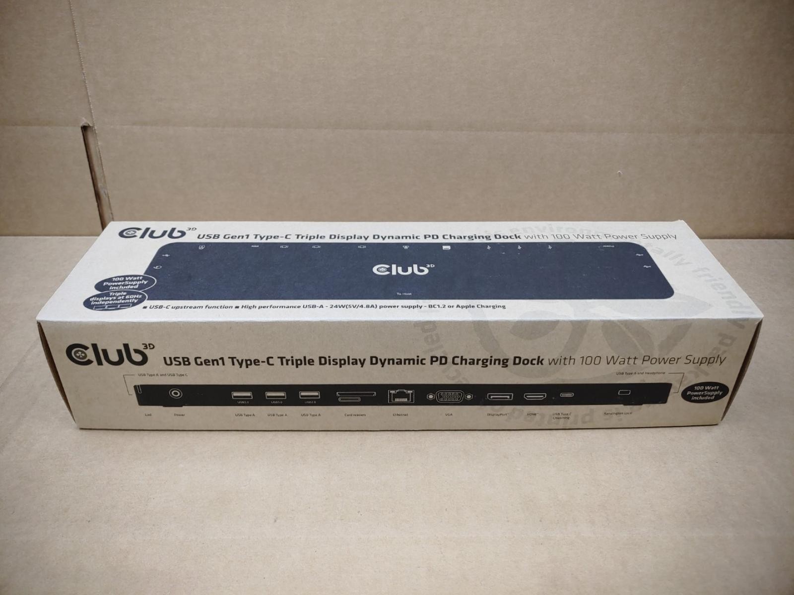 Club3D 3D USB 3.2 GEN1 Type-C Triple Display Dynamic 100W PD Charging Dock ✔✔✔