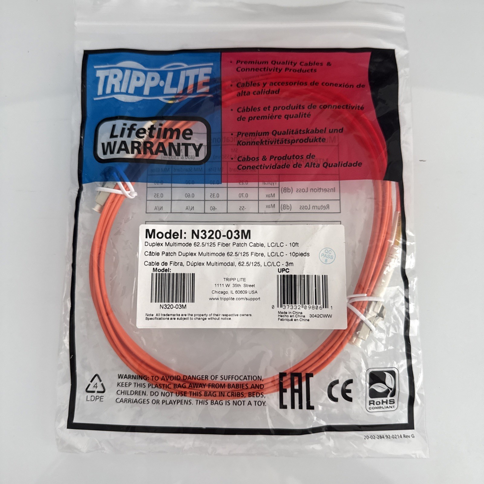 Tripplite N320-03m Tripp Lite Fiber Optic Patch Cable - 9.84ft 2 X Lc-