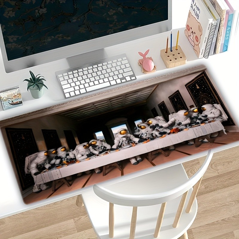 Extra-Large Astronaut-Themed Gaming Mouse Pad, Non-Slip Rubber Base Desk Mat,