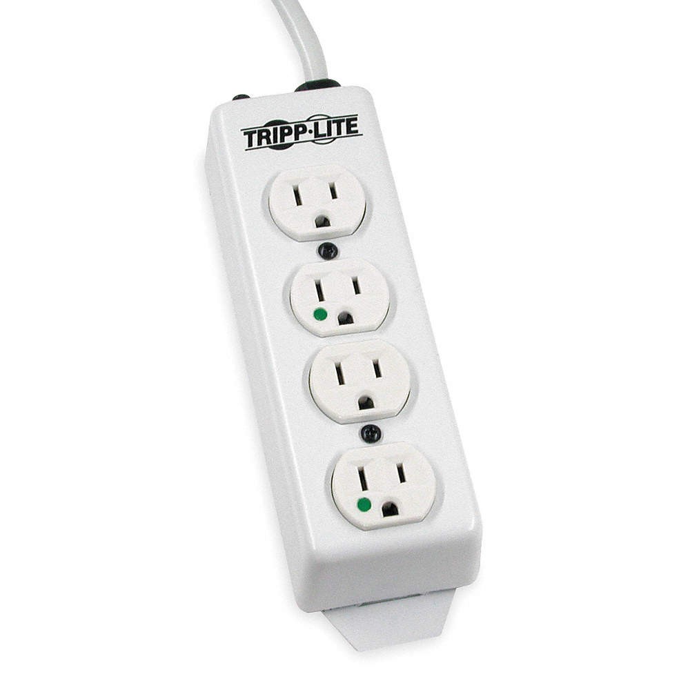 TRIPP LITE PS-415-HG Outlet Strip,4 Outlet,15A,8-21/32" L,Wht 1AYB3