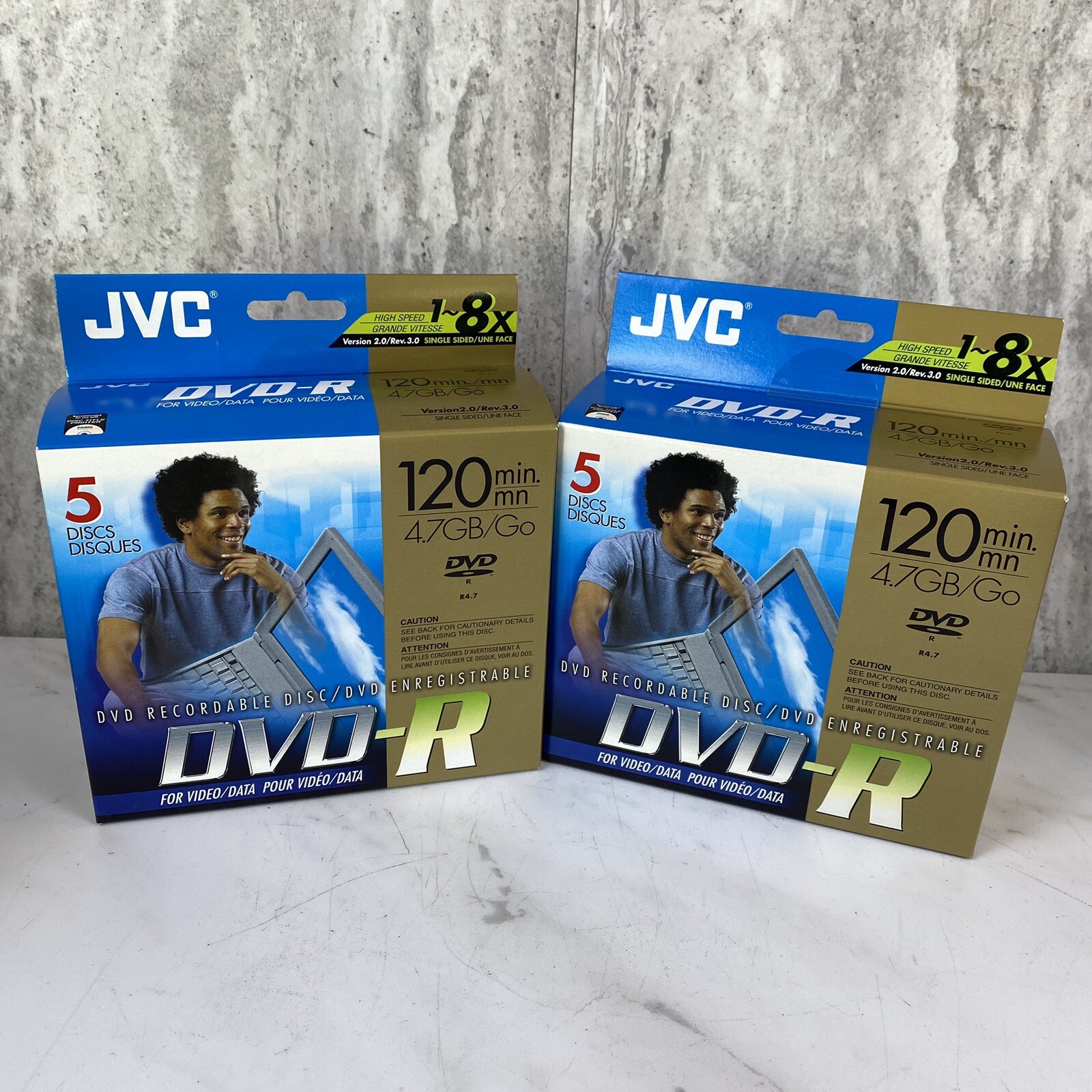 2 JVC DVD-R DISC 4.7GB 5 Disc Packs - NEW/SEALED