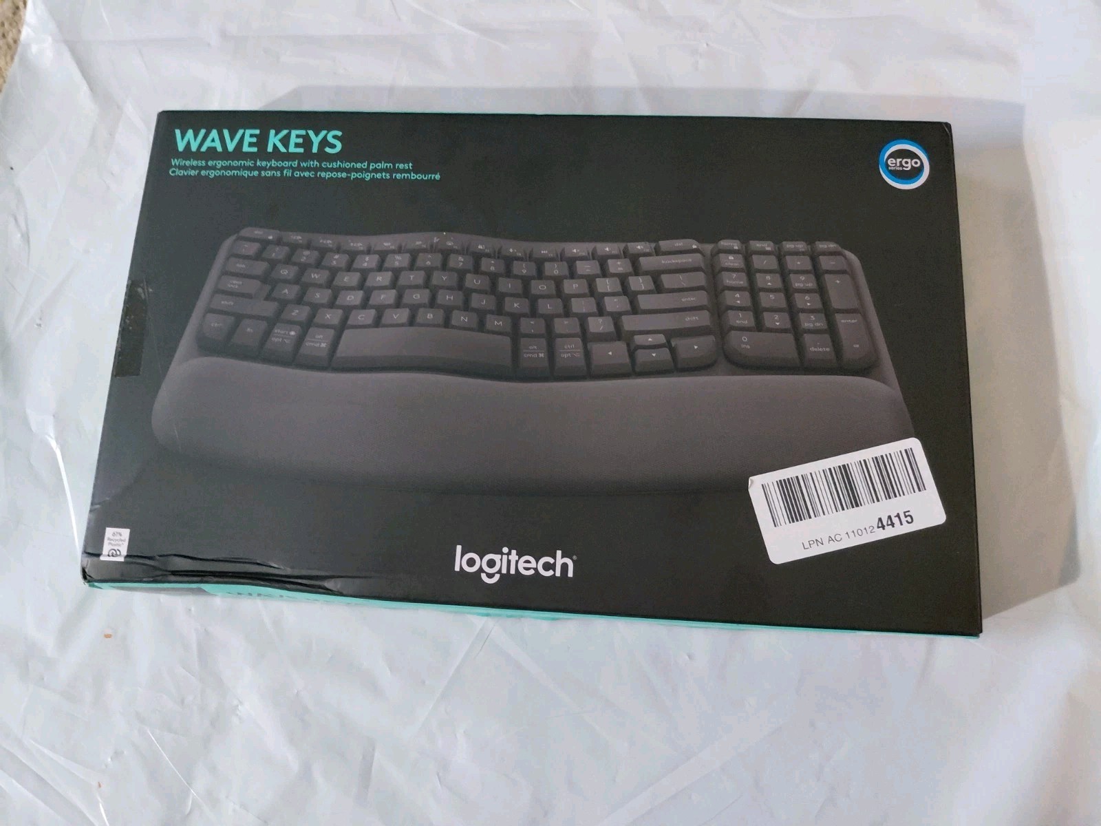 Logitech Wave Keys Wireless Ergonomic Keyboard with Cushioned Palm Rest Graphite