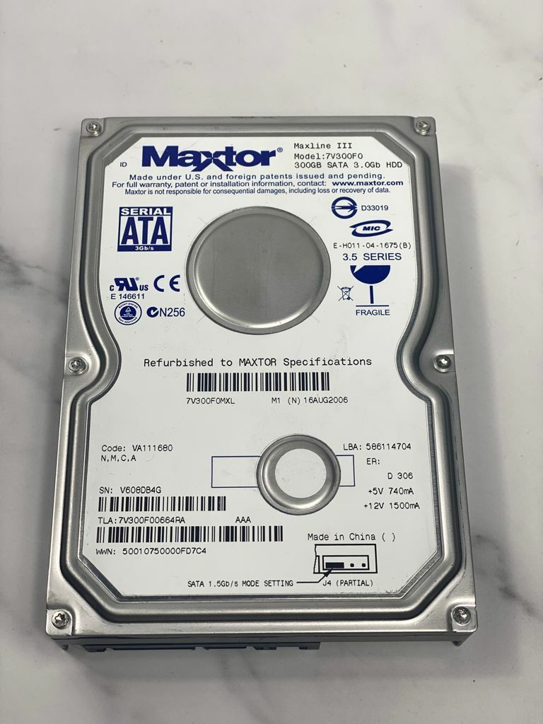 7V300F0 Maxtor MAXLINE 300GB 7.2K RPM 3Gbps 3.5" SATA Hard Drive