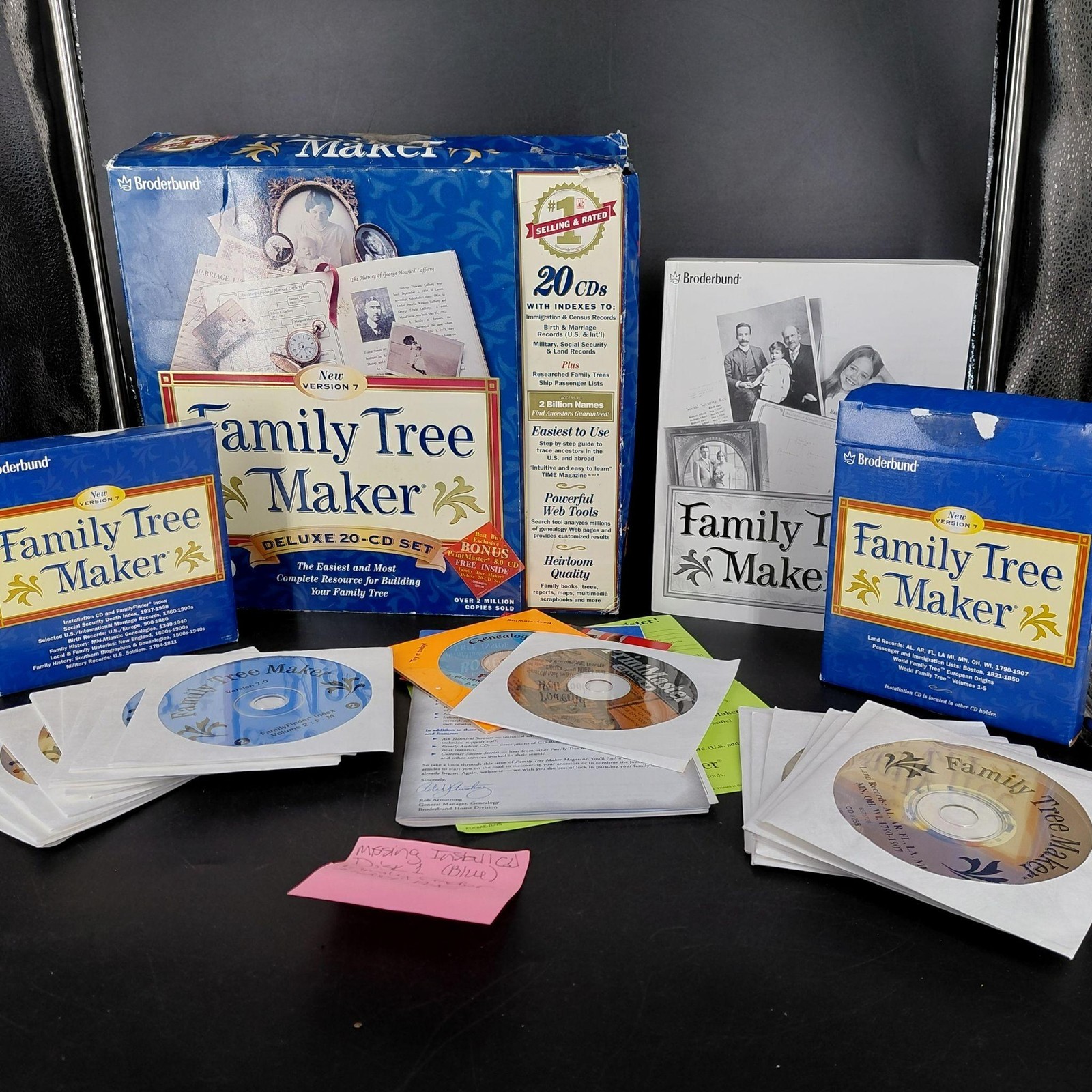 Vintage Broderbund Family Tree Maker Deluxe 20 CD Set Ver 7 Win95 98 Genealogy