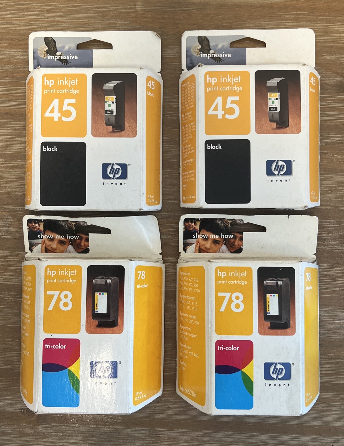New Genuine HP 45 & 78 Ink Cartridges Black & Tri-Color 
