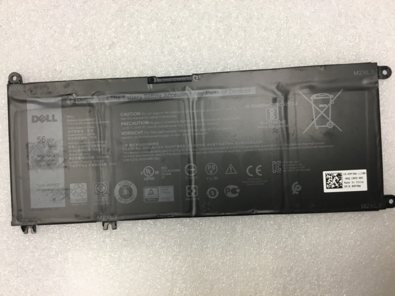 GENUINE Dell Inspiron 7778 Series 56Wh 15.2V Battery Type 4WN0Y 09P3NW Bt8