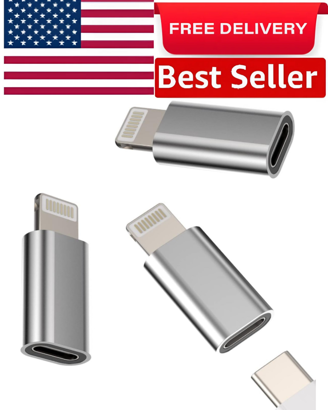 USB C Female to Lightning Male Adapter 3 Pack, Apple MFi Certified, Compatibl...