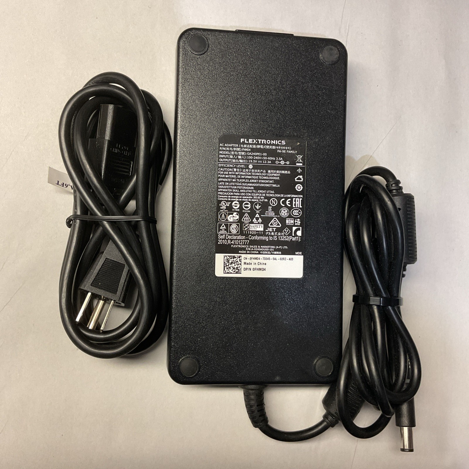 Genuine Dell Flextronics GA240PE1-00 AC Power Adapter Charger 240W 19.5V 12.3A