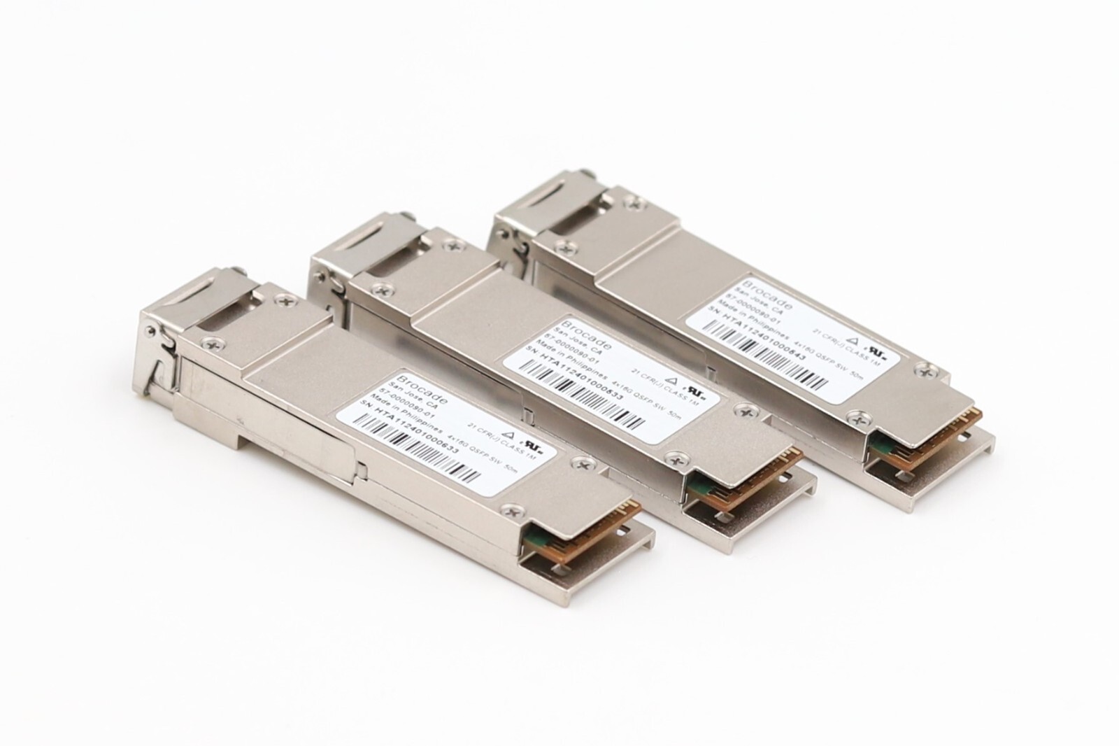 Lot of 3 Brocade 4x16G QSFP SW 50M Transceiver Module P/N: 57-0000090-01 Tested