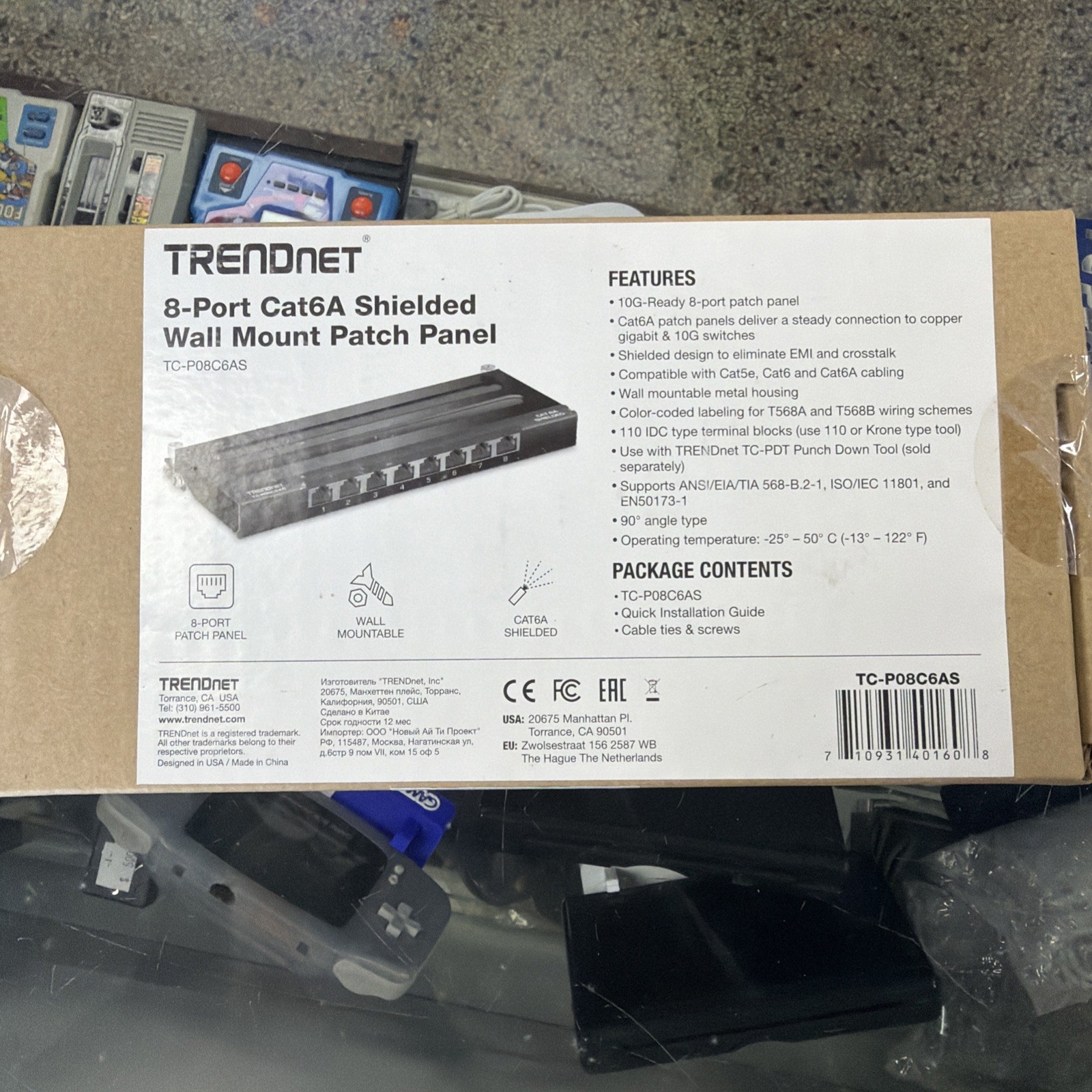 TRENDnet 8 Port Cat6A Shielded Wall Mount Patch Panel 10G  NDAA Compliant E5