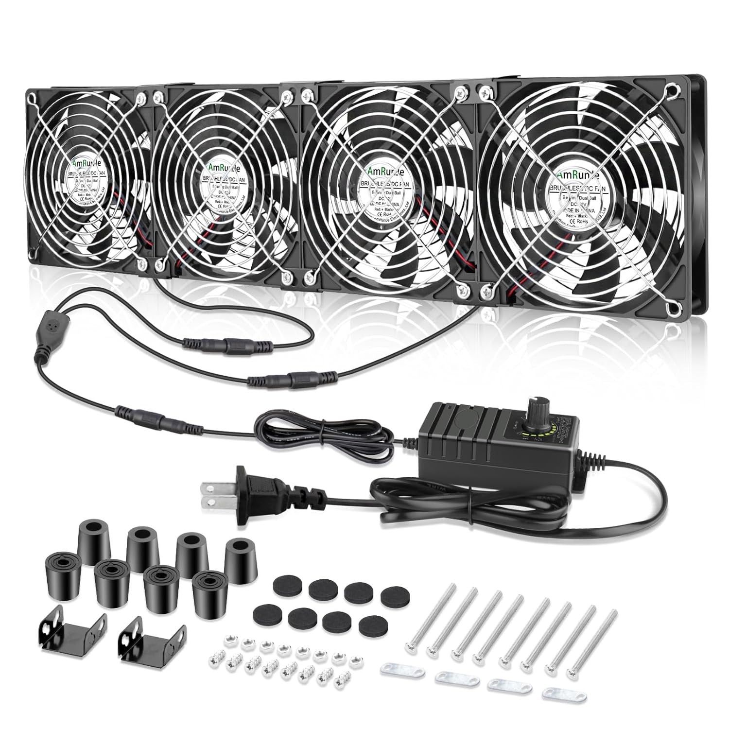 4X 120mm Server Rack Fan with Speed Controller Big Airflow 110V 120V 220V... 