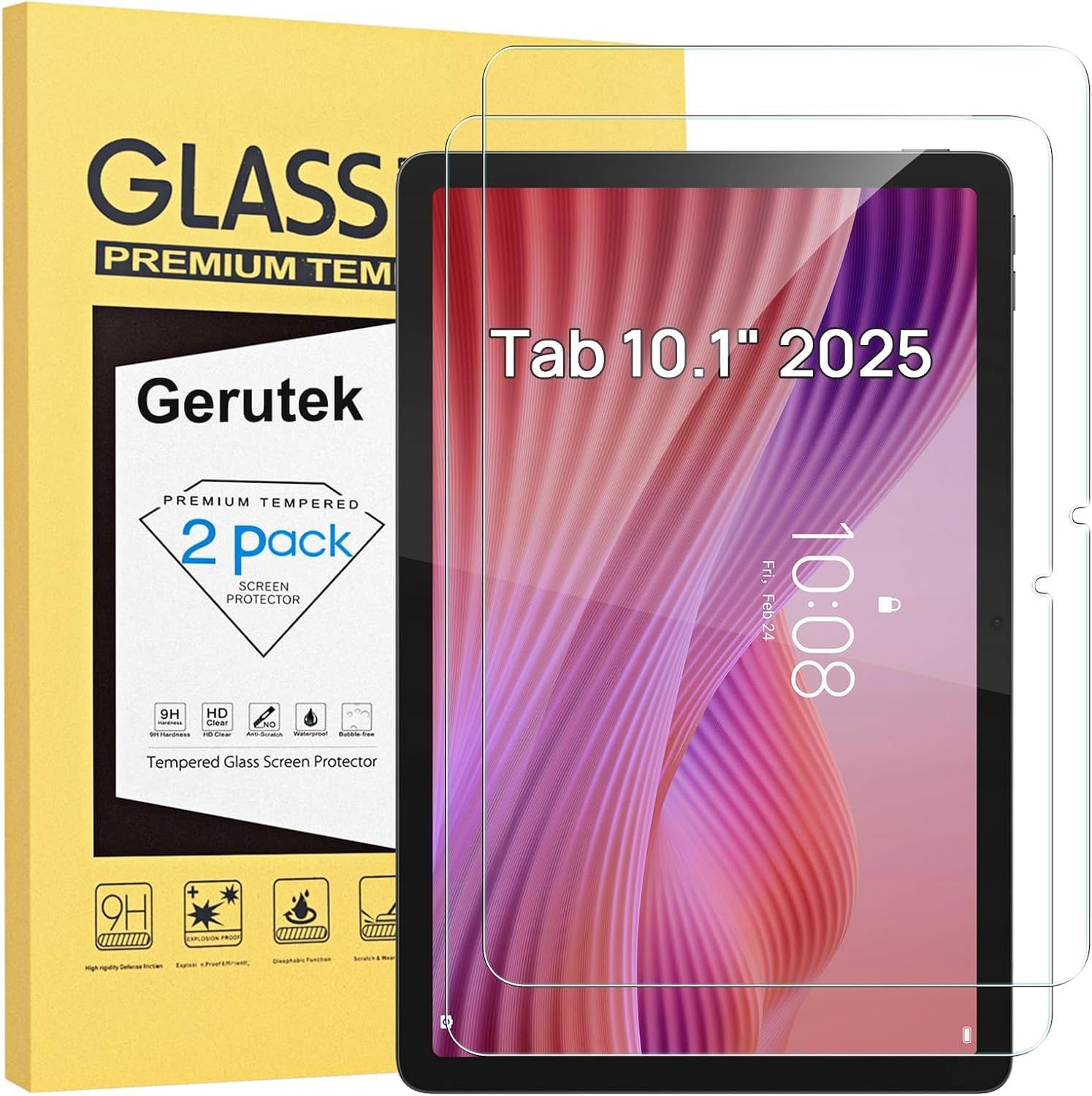 2 Pack Tempered Glass Screen Protector for Lenovo Tab 10.1 inch, HD Clear, 9H Ha