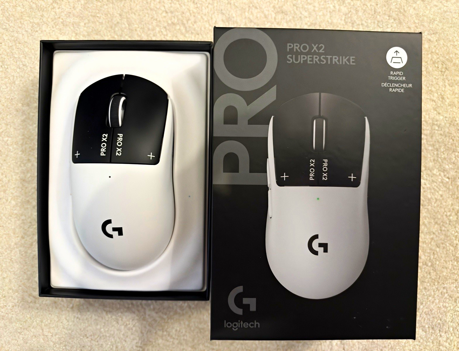 Logitech PRO X2  superstrike Wired Optical Gaming Mouse Button Black/White