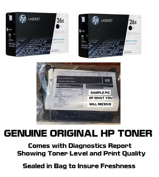 2 Half New Genuine HP 26X Toner Printer-Tested 50% Toner NO BOX SEALED BAG