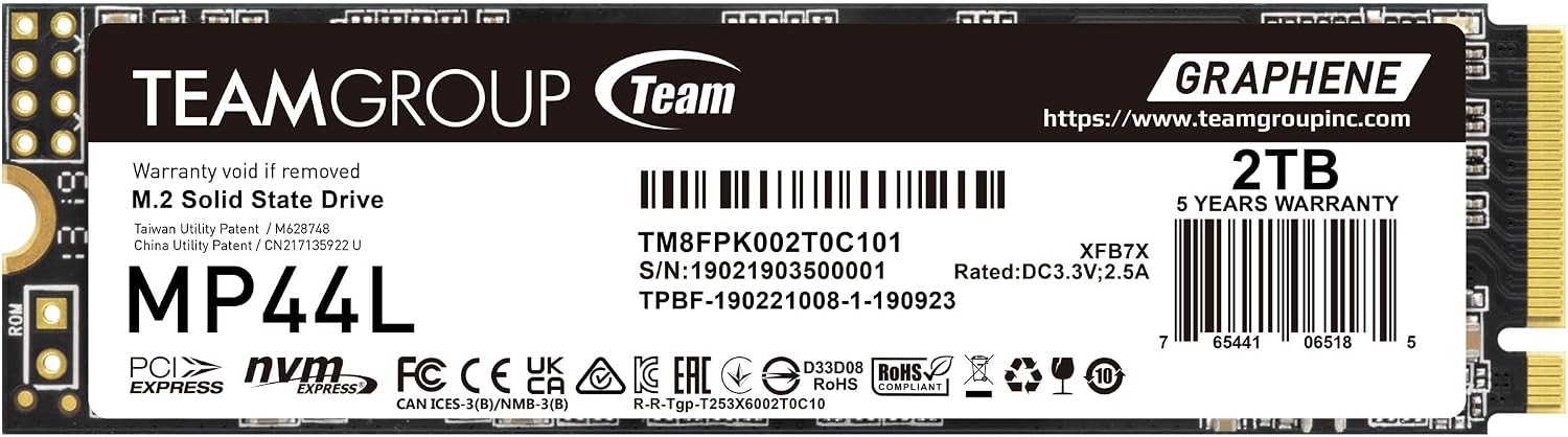 TEAMGROUP MP44L 2TB SLC Cache NVMe PCIe Gen 4 M.2 Laptop Desktop Internal SSD