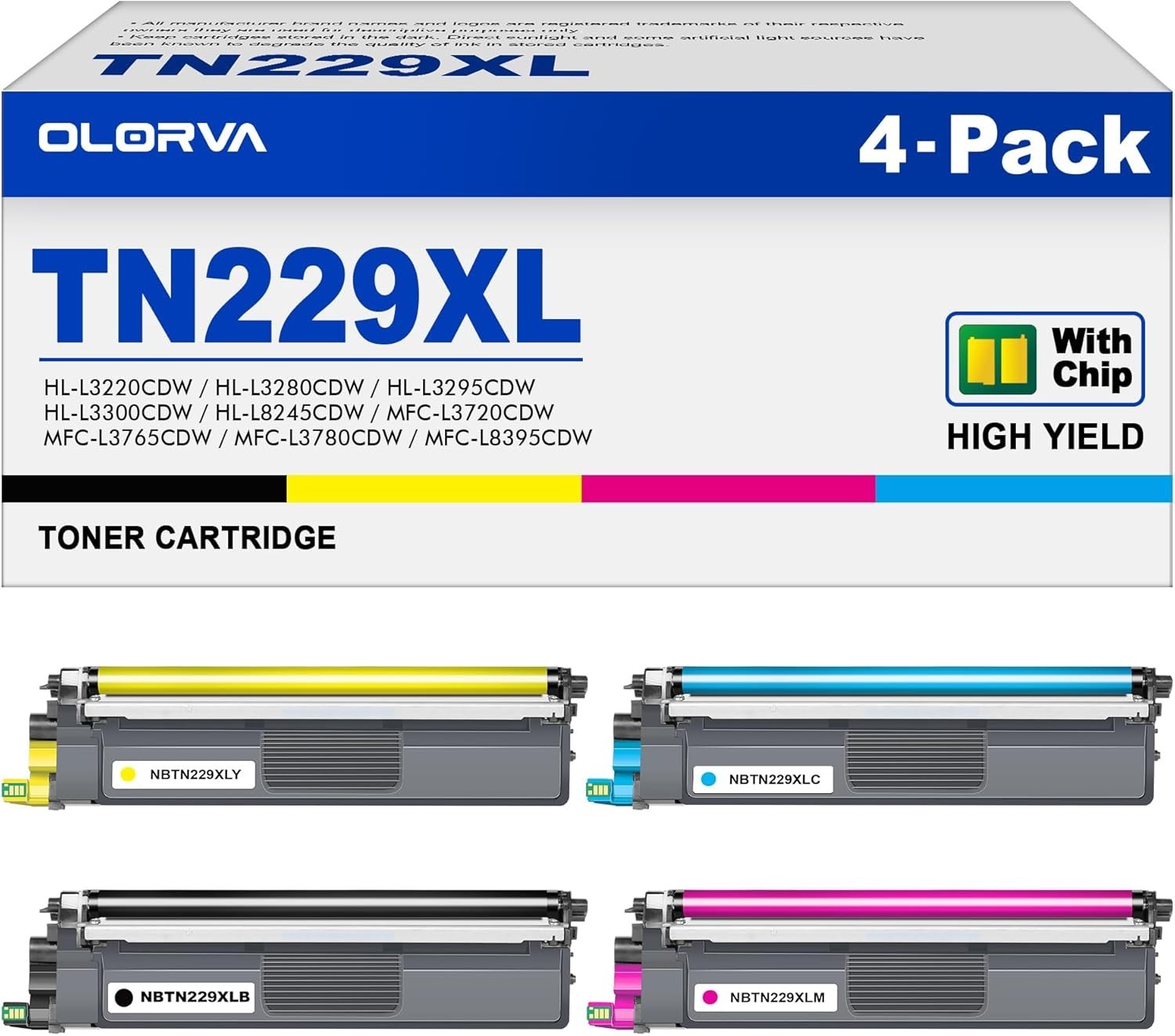 4 packs New TN229XL TN229 Toner Compatible for Brother TN229 Toner Cartridges