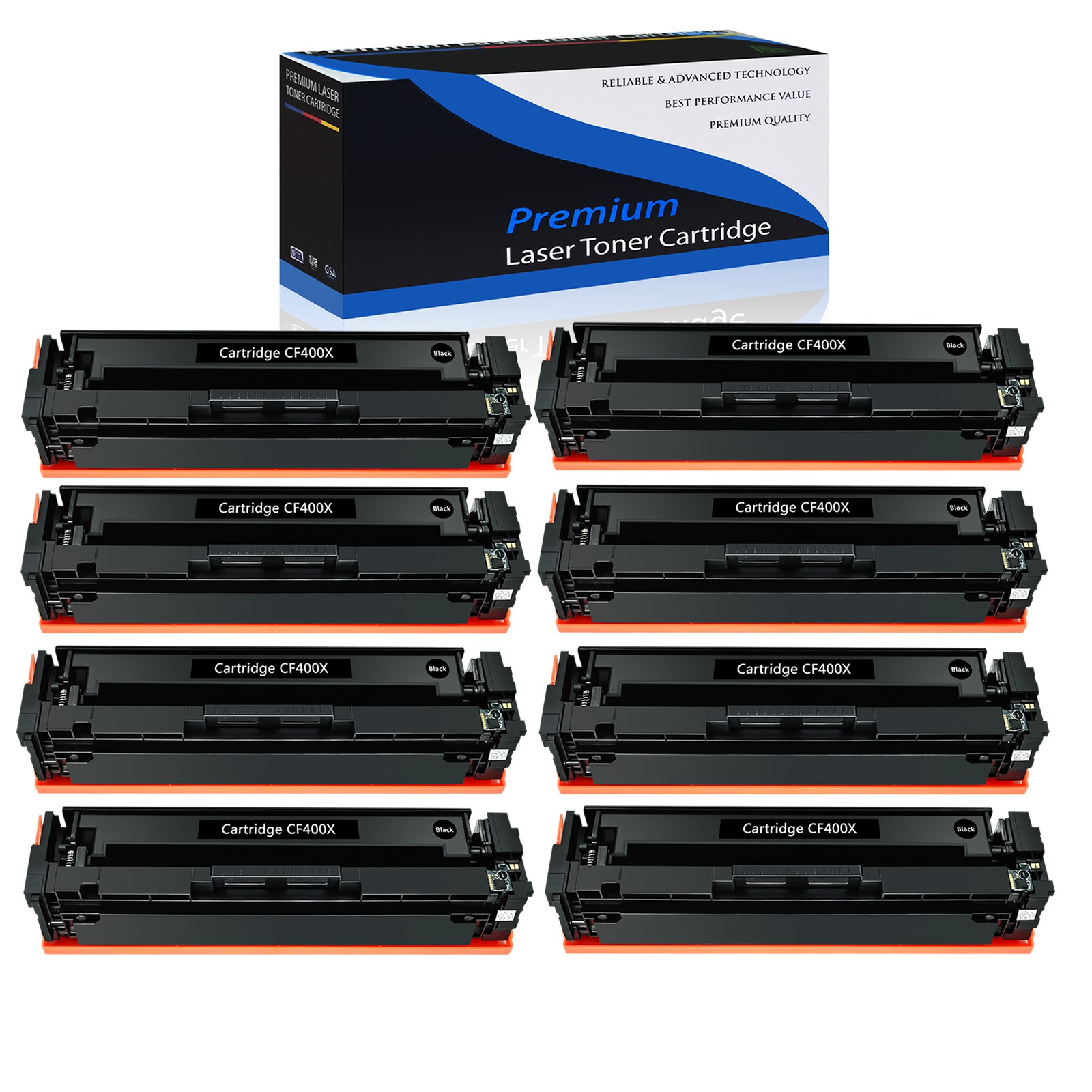 8PK CF400X Toner Cartridge Compatible for HP LaserJet M252 M277dw M252dw Printer
