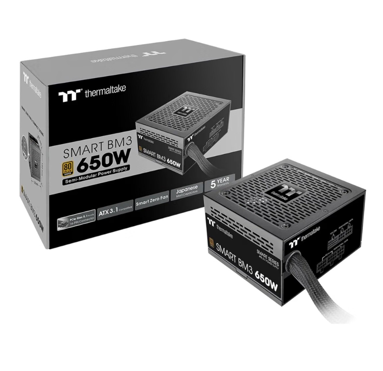Thermaltake Smart BM2 650W Semi Modular Power Supply (PS-SPD-0650MNFABU-1)