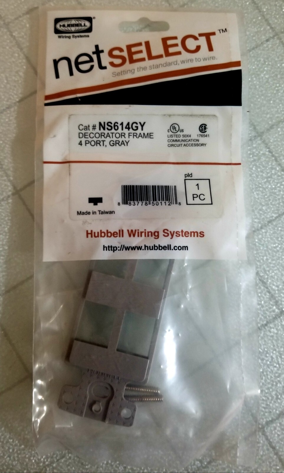 Hubbell NS614GY 4 Port Decorator Keystone Frame Plate- Gray X5