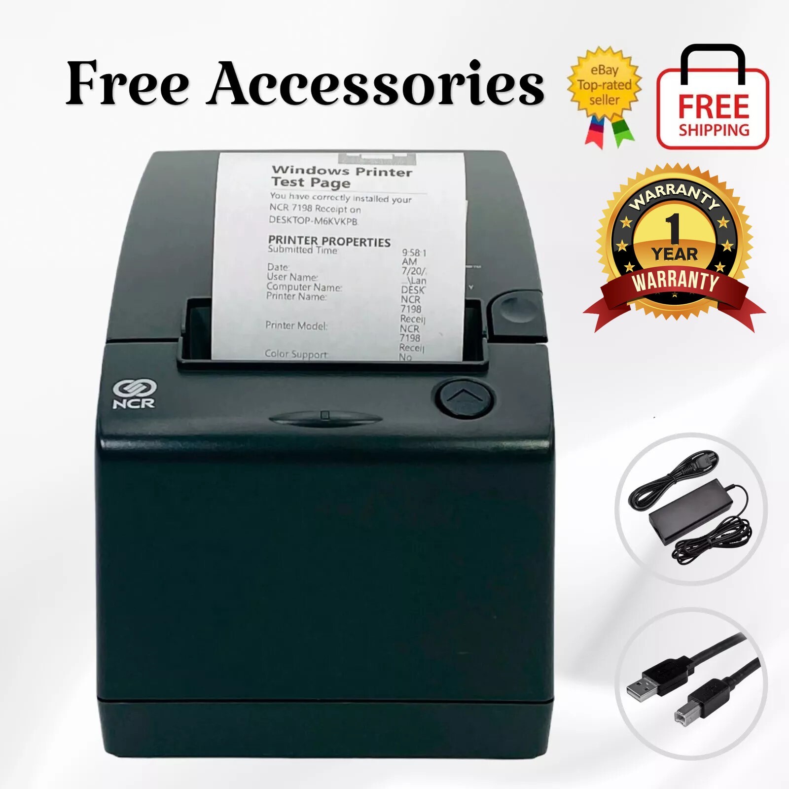 NCR RealPOS 7198 Two-Sided Thermal POS Receipt Printer USB Serial 1 YR WARRANTY