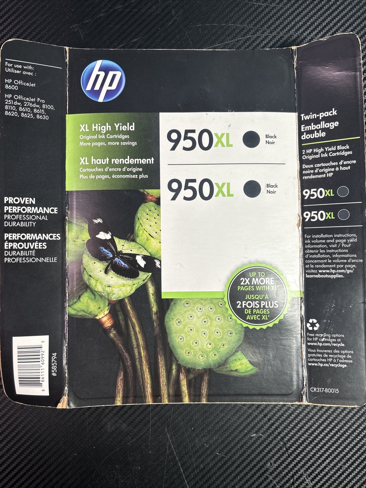 New In Box Genuine HP 950XL High Yield Twin 2 Pack Black Ink Exp 06/2018