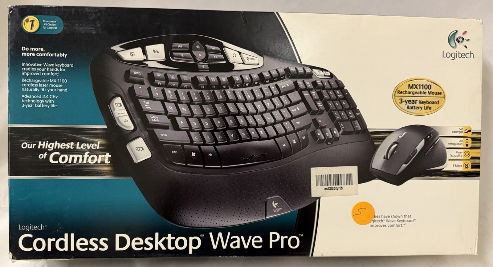 🎁 New Logitech Cordless Desktop Wave Pro Keyboard + MX1100 Mouse 920-000919