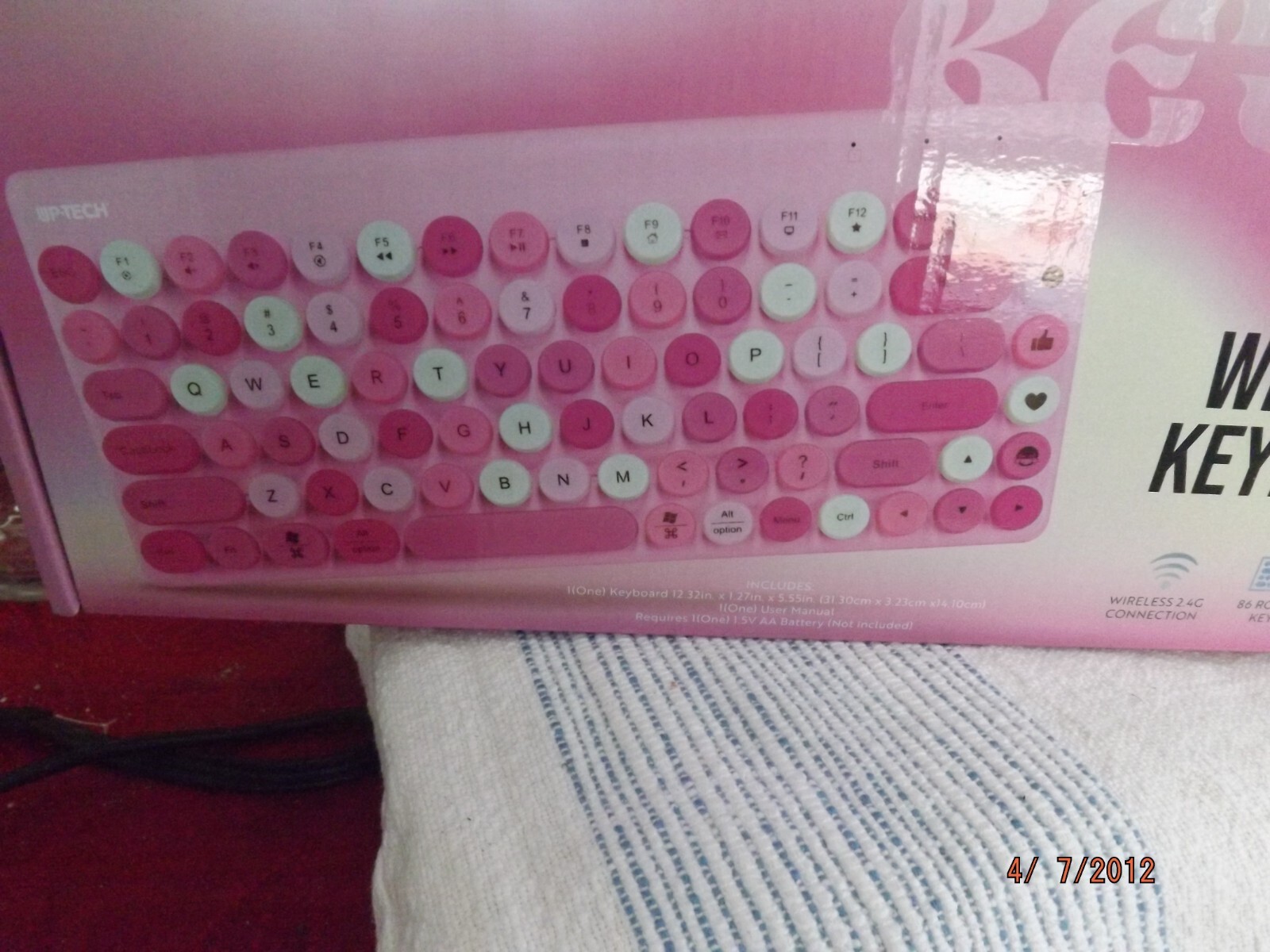 Retro Emoji Wireless Keyboard--Pink--Brand New