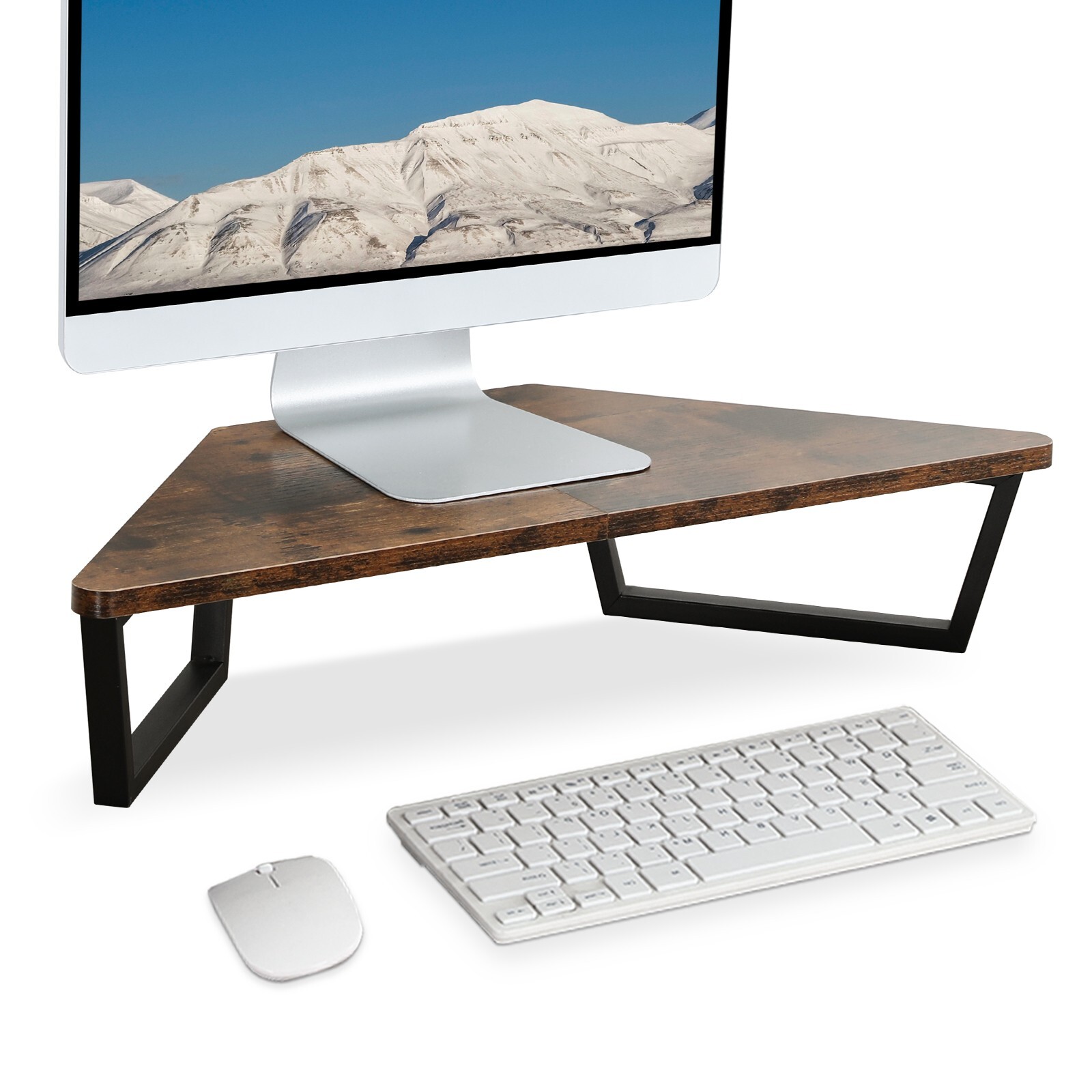 26 inch Triangle Monitor Stand Riser, Computer LaptopOffice Organization Brown