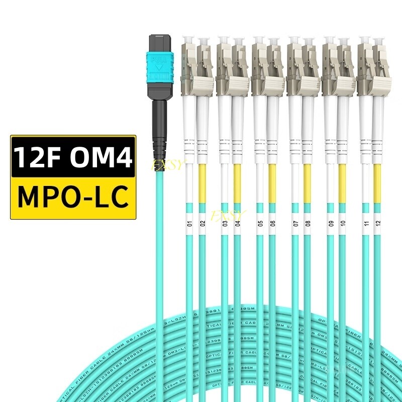 1-20M MPO Female to 6 LC Duplex 12 core OM4 Branch Optic Fiber Patch Cord Jumper