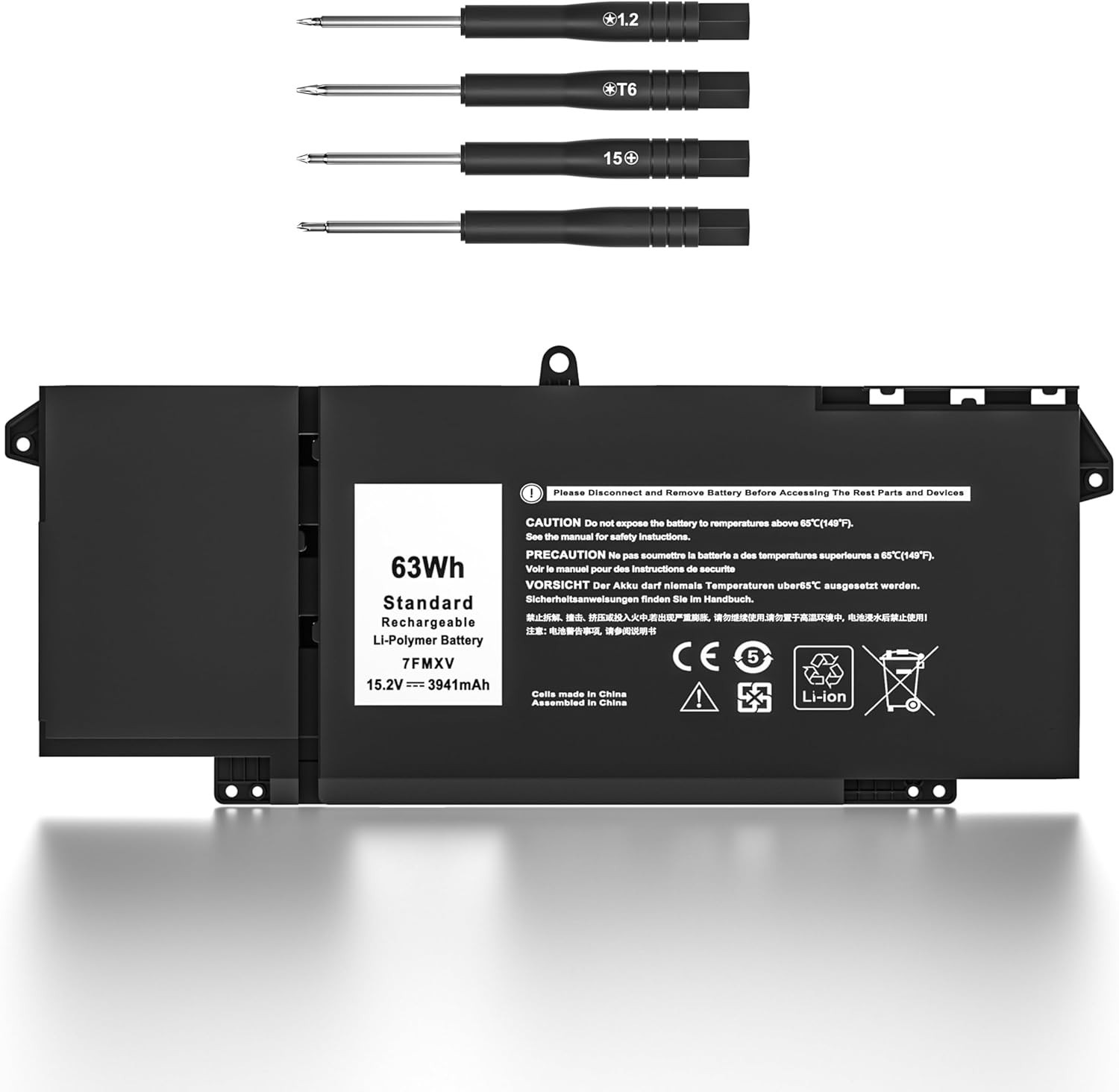 7FMXV 63Wh Replacement Laptop Battery Compatible with P133G P134G P135G P136G