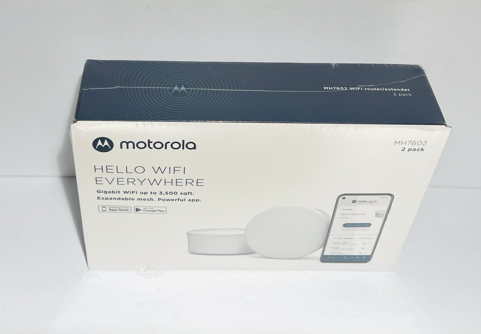 Motorola Mesh WiFi Router Extender 2 Pack  AX1800, White New Sealed