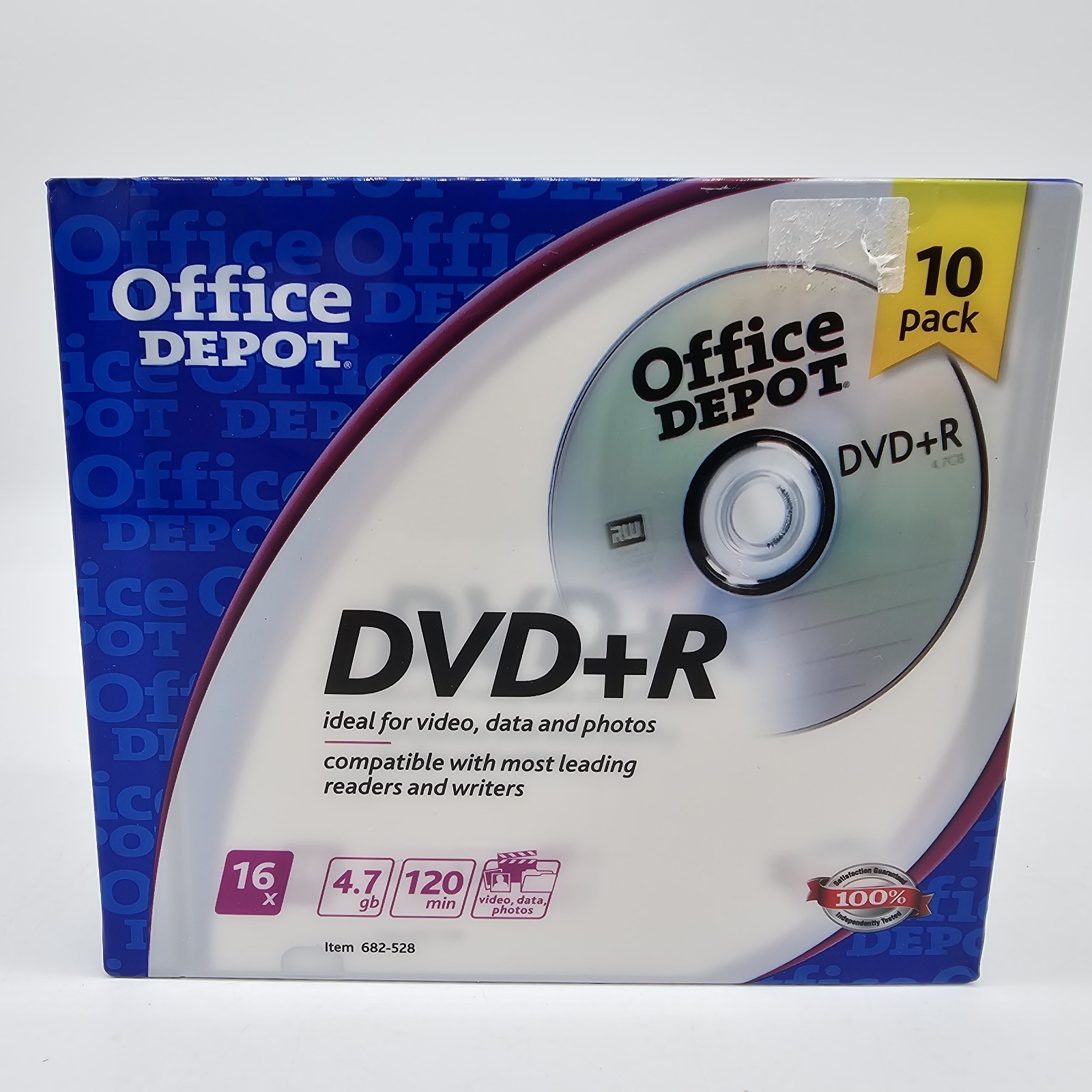10 Pack OFFICE DEPOT DVD+R 120 Minute, 4.7 GB, 16x Blank Discs NEW/Torn Seal VTG