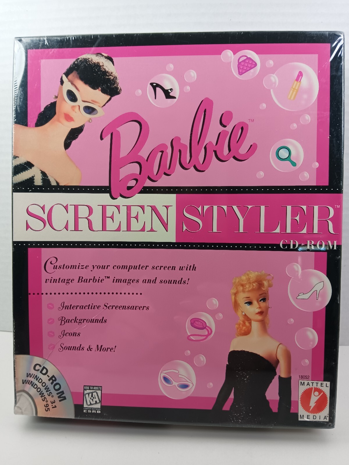 Barbie Screen Styler CD-ROM Mattel Media 1997 Interactive Screensavers And More