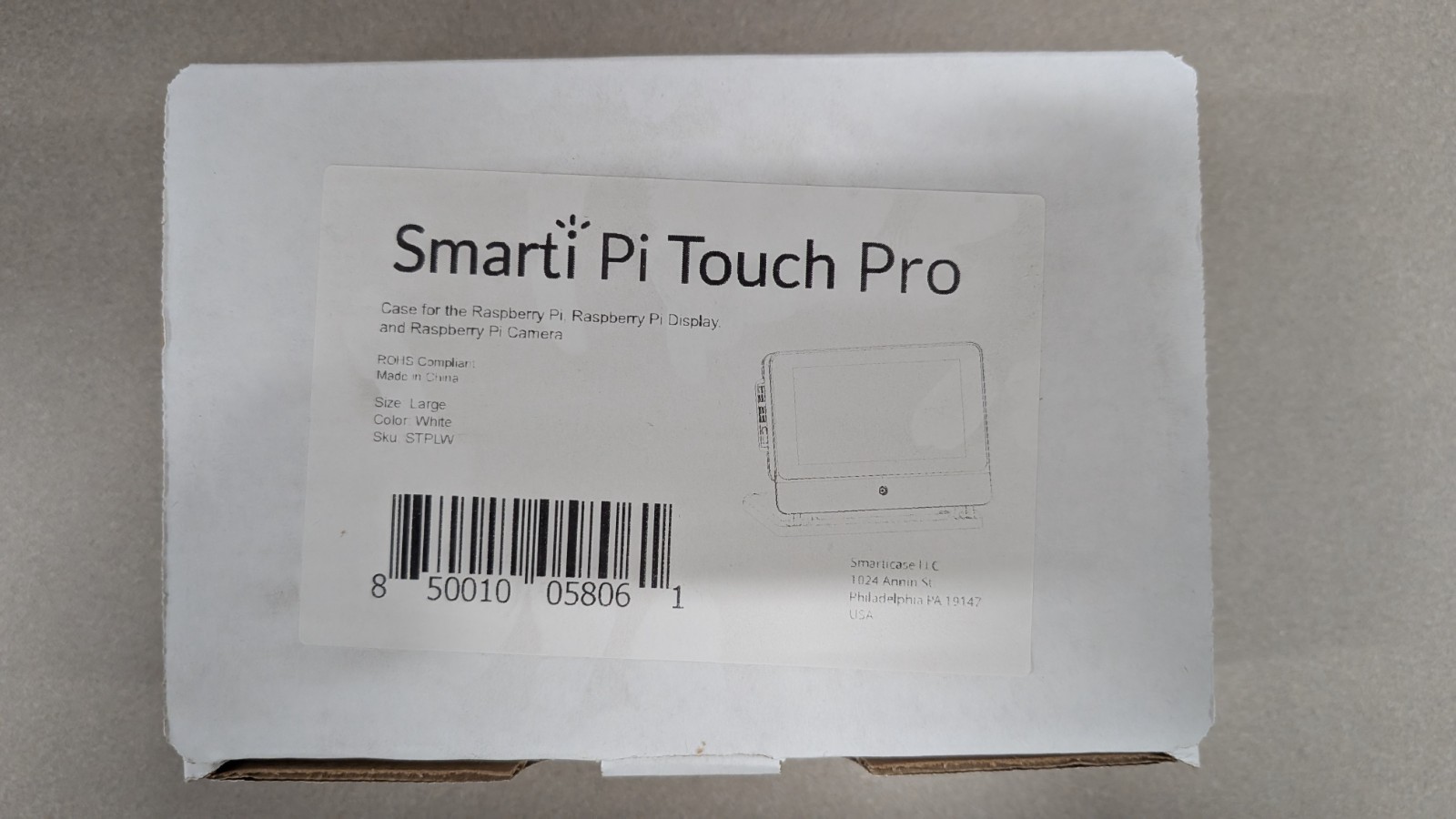 SmartiPi Touch Pro Case White for Raspberry Pi 7" Touch Display – New