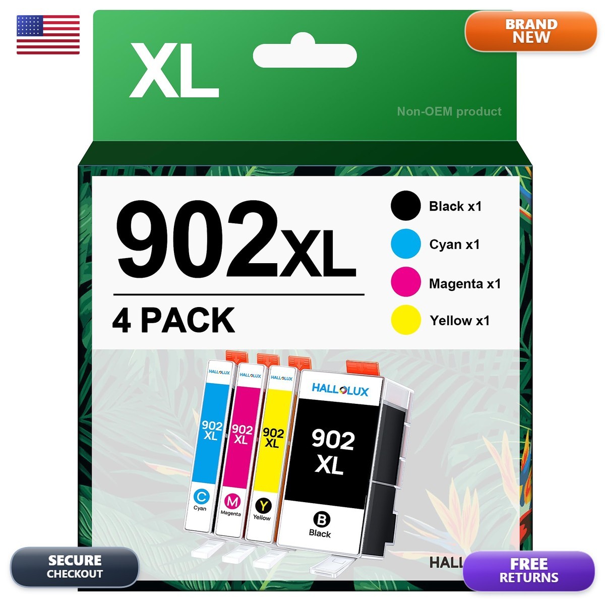 Hallolux 902XL Ink Cartridges Compatible for HP OfficeJet Pro 6978 6960 6968