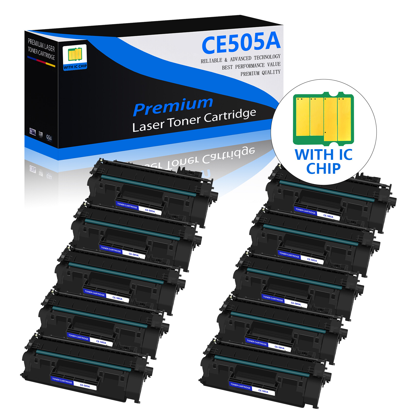 10PK High Yield 05A CE505A Toner Compatible for HP LaserJet P2035 P2035n P2055dn